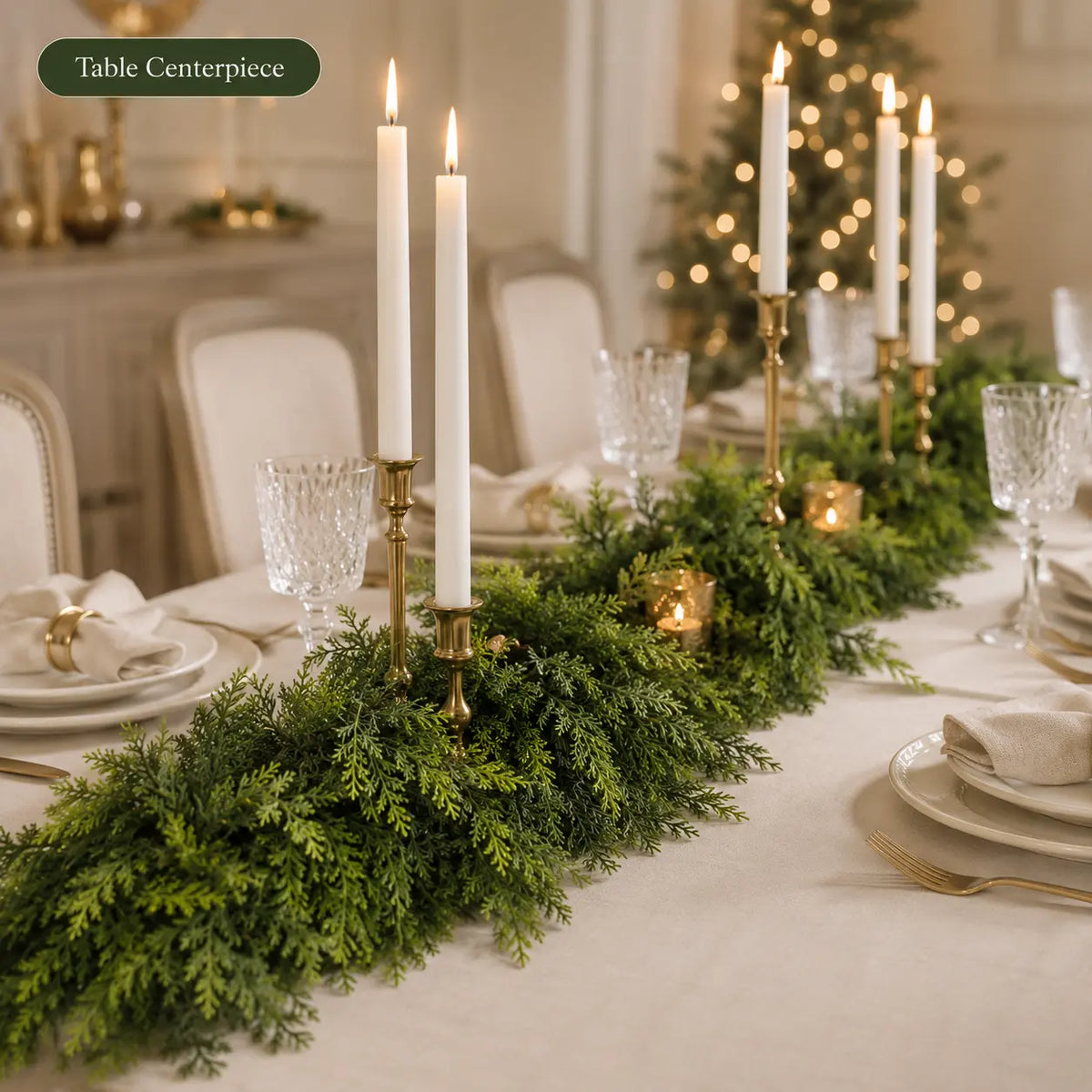 6 FT 2 PCS Artificial Cedar Garlands, Real Touch Winter Cedar Garland