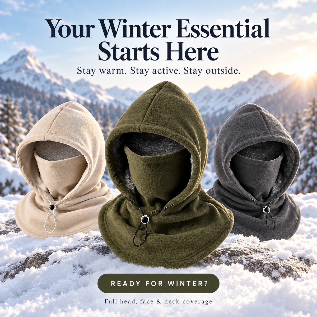 Fleece Balaclava Hood – Full Face & Neck Winter Protection for Outdoor Adventures