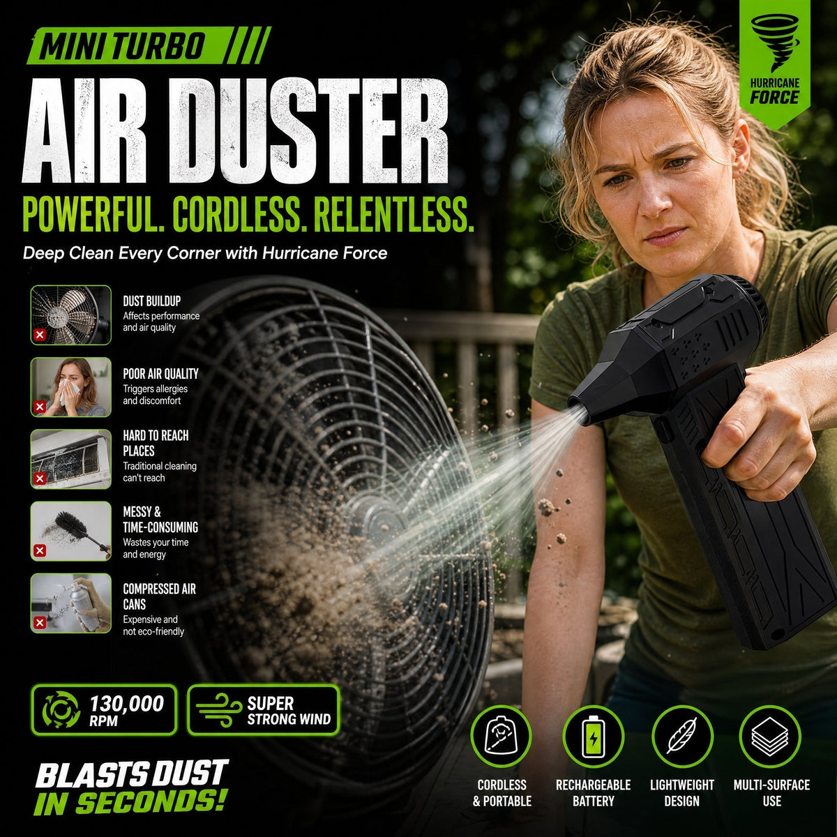Powerful Turbo Fan, Ultra-Efficient, Compact and Ideal for Home or Car