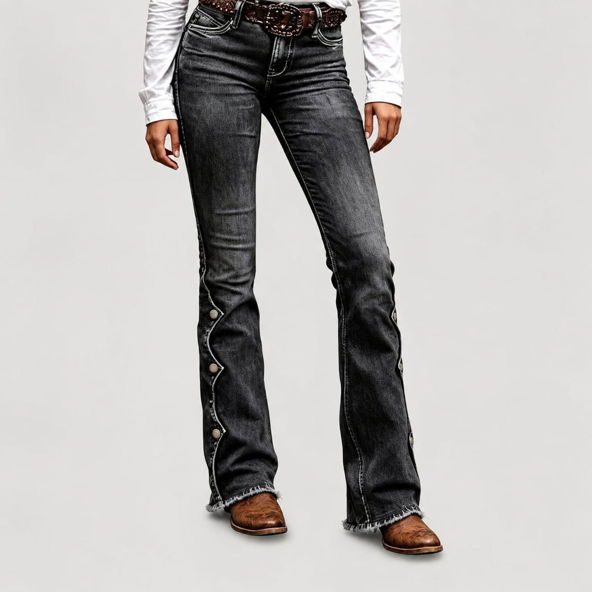 Women's High Waist Destroyed Flare Jeans