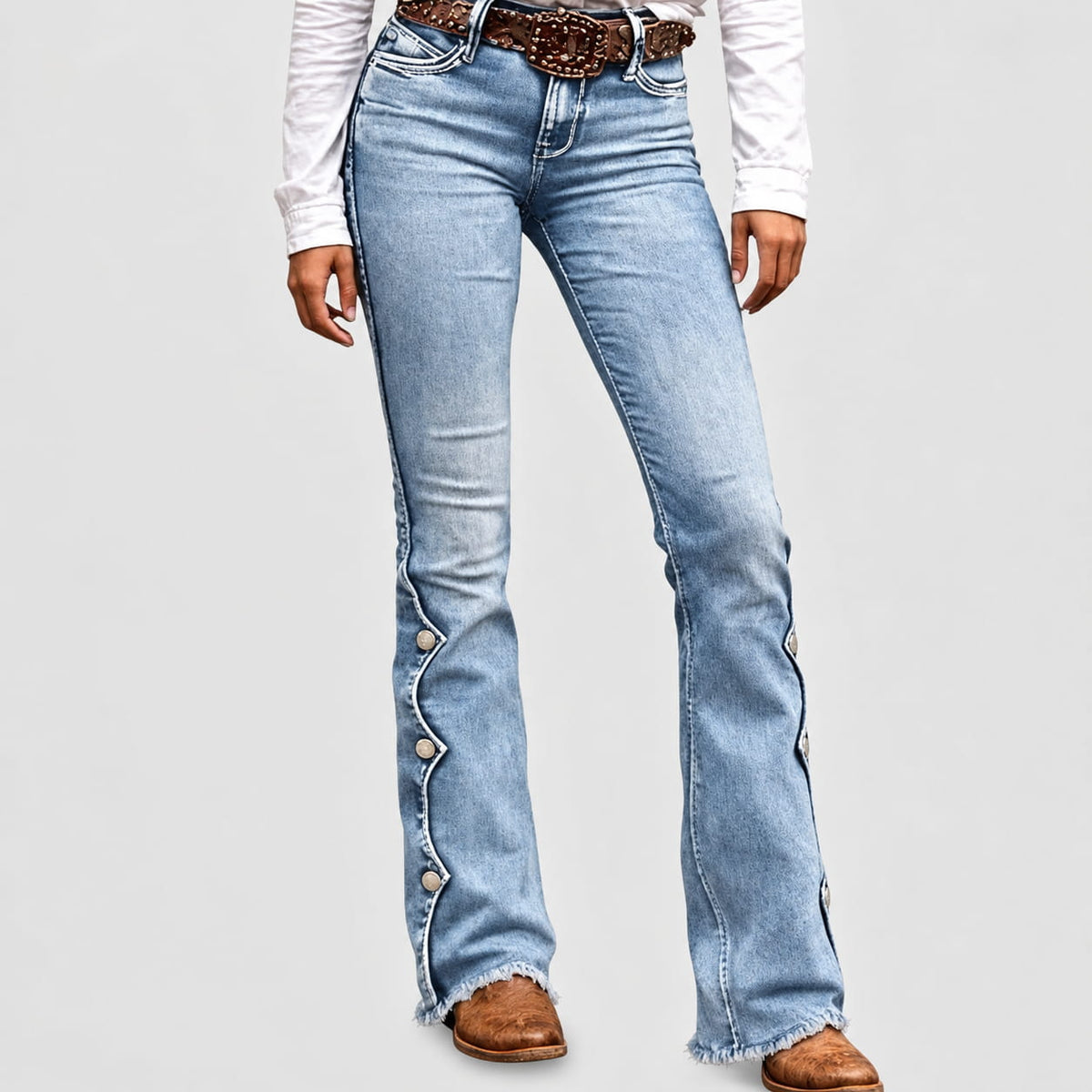 Women's High Waist Destroyed Flare Jeans