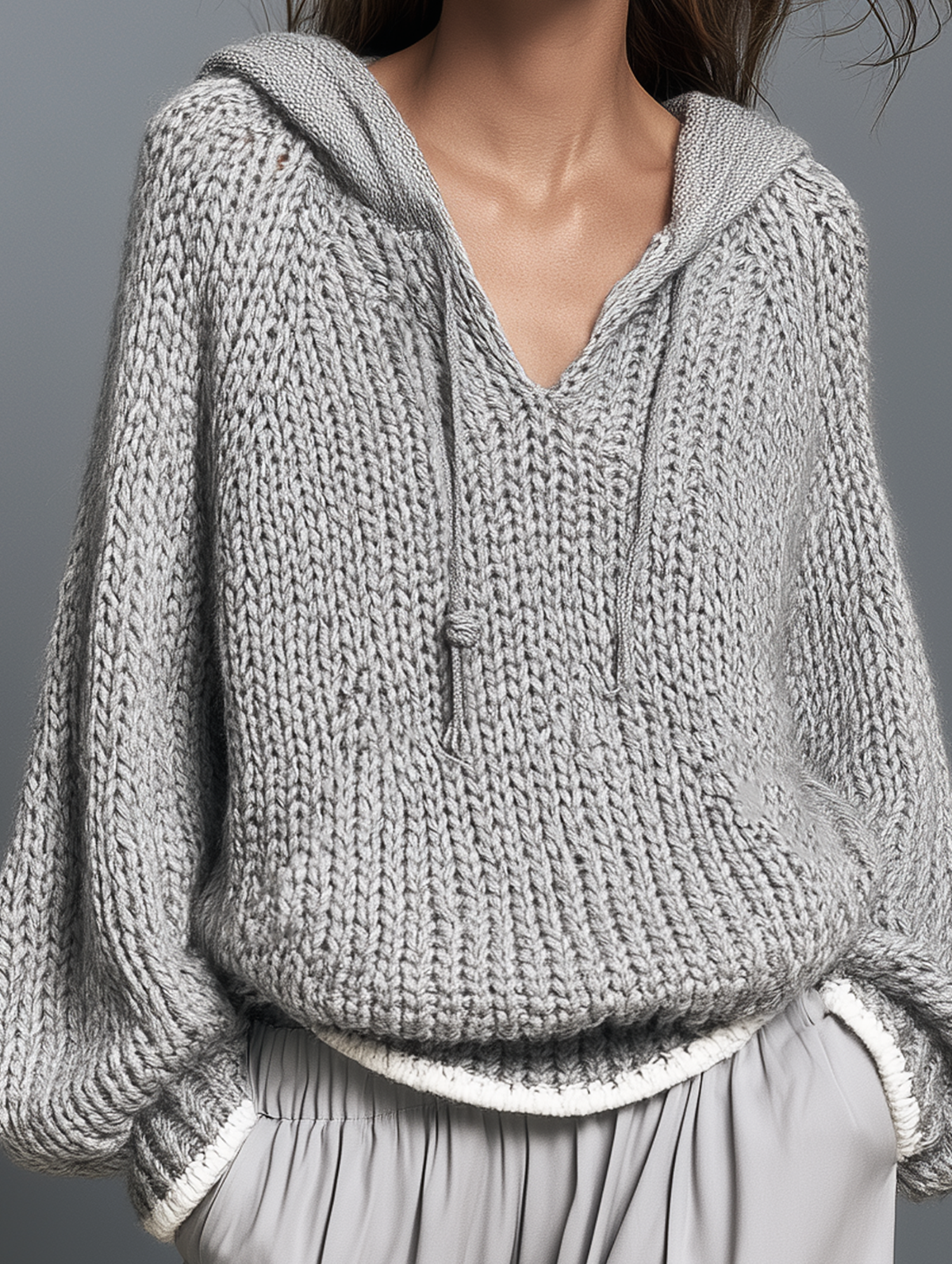 Women's Casual Long-Sleeve Knitted Hoodie