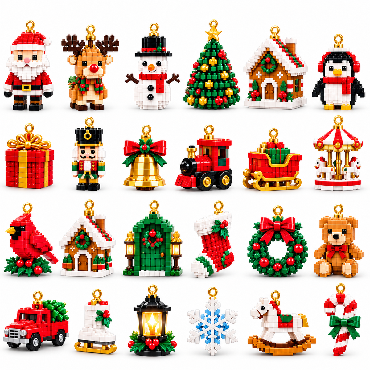 24-day mini Christmas decoration advent calendar with 24 unique festive building sets