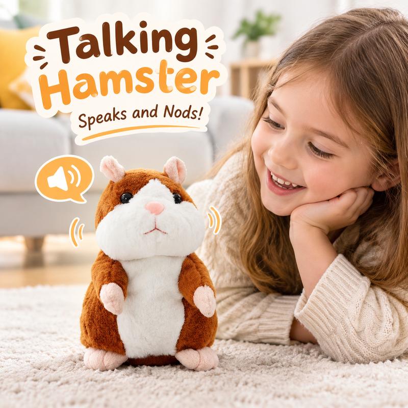 Talking Hamster Plush, Repeats Voices and Shakes Head
