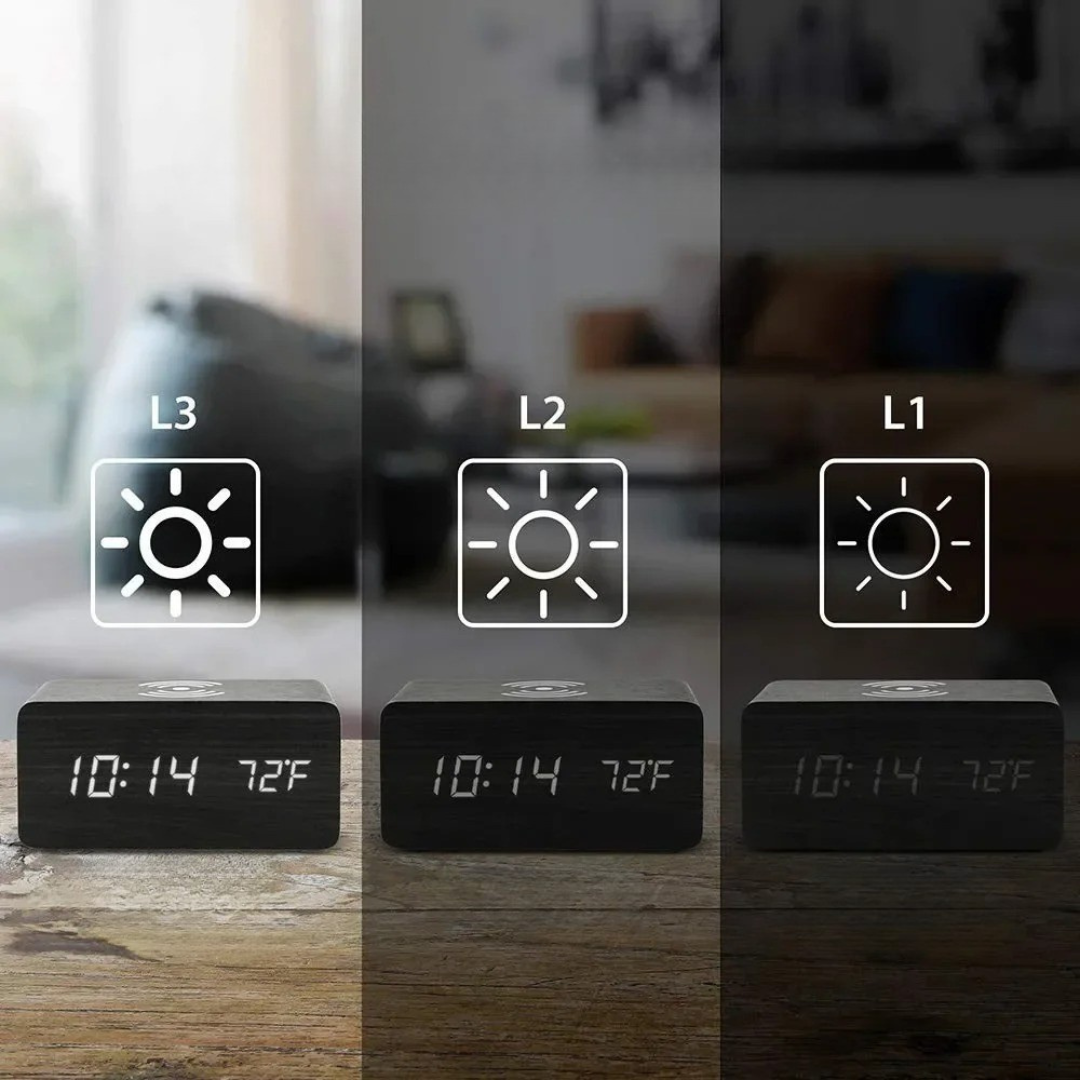 Celrien | Lumnora Digital LED Wooden Alarm Clock