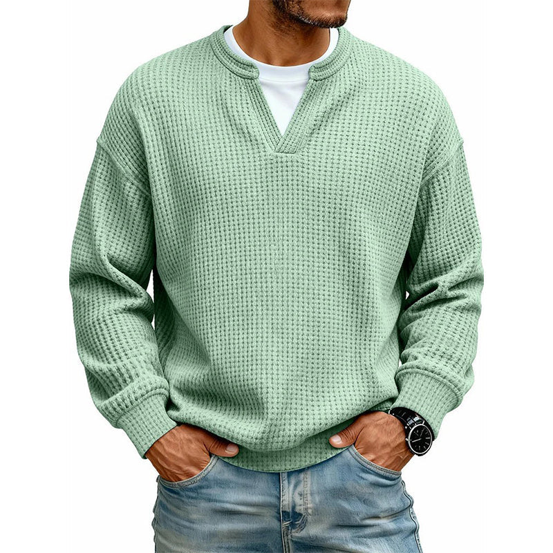 Structured Waffle Pullover for Men