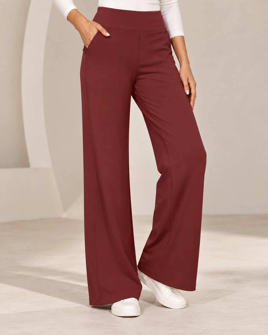 Comfortable Stretch Trousers With Wide Legs