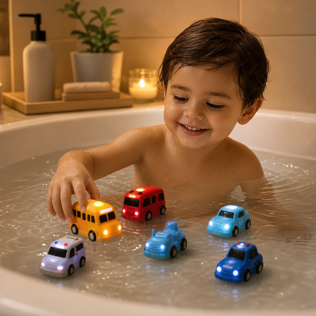 Light-Up Bath Cars Set – Water-Activated Bath Toys for Babies