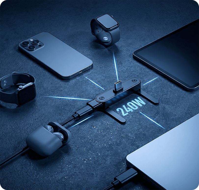 Practical and Portable Power Adapter with Foldable Plug for Travel