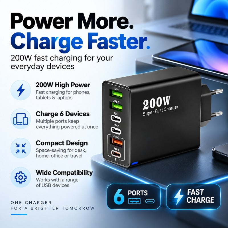 200W Six-Port Fast Charger