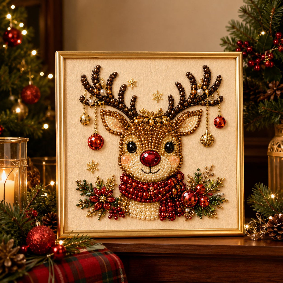 Relaxing & Beginner-Friendly DIY Christmas Pearl Diamond Painting Art Kit With Frame