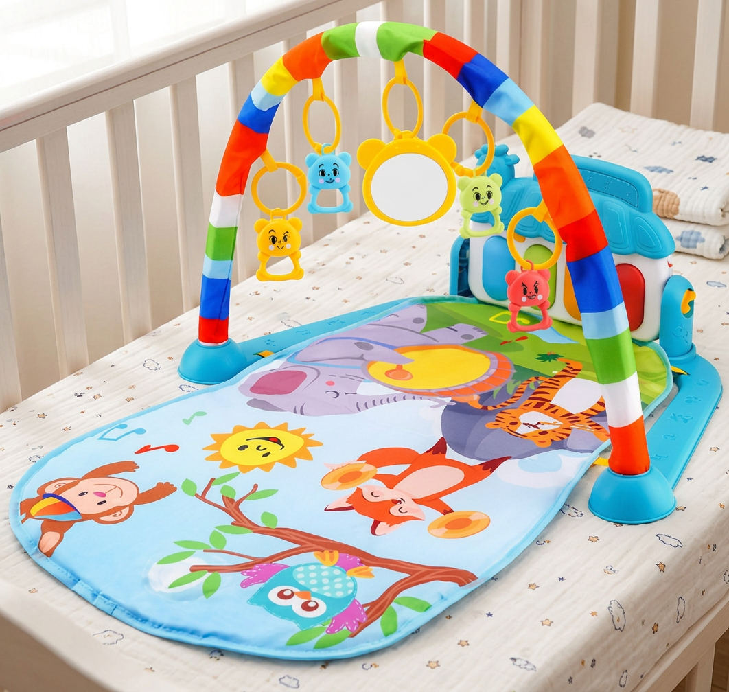 Baby Music Play Gym with Piano - Interactive Sensory Activity Mat (0-24 Months)