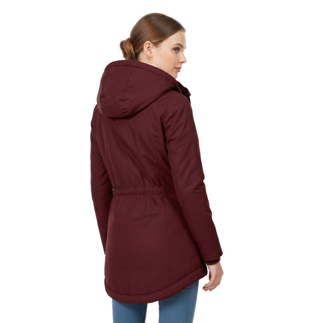 Women's jackets fleece-lined hooded design long cut winter coat