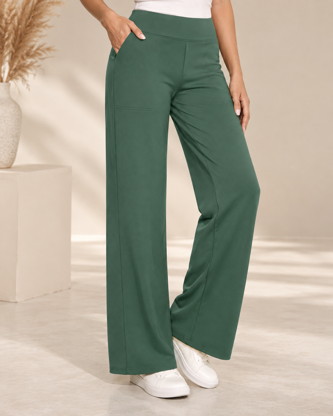 Comfortable Stretch Trousers With Wide Legs