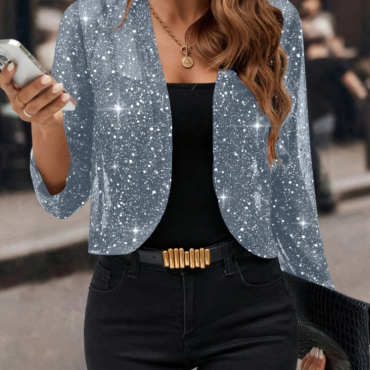 Shimmer Cropped Jacket