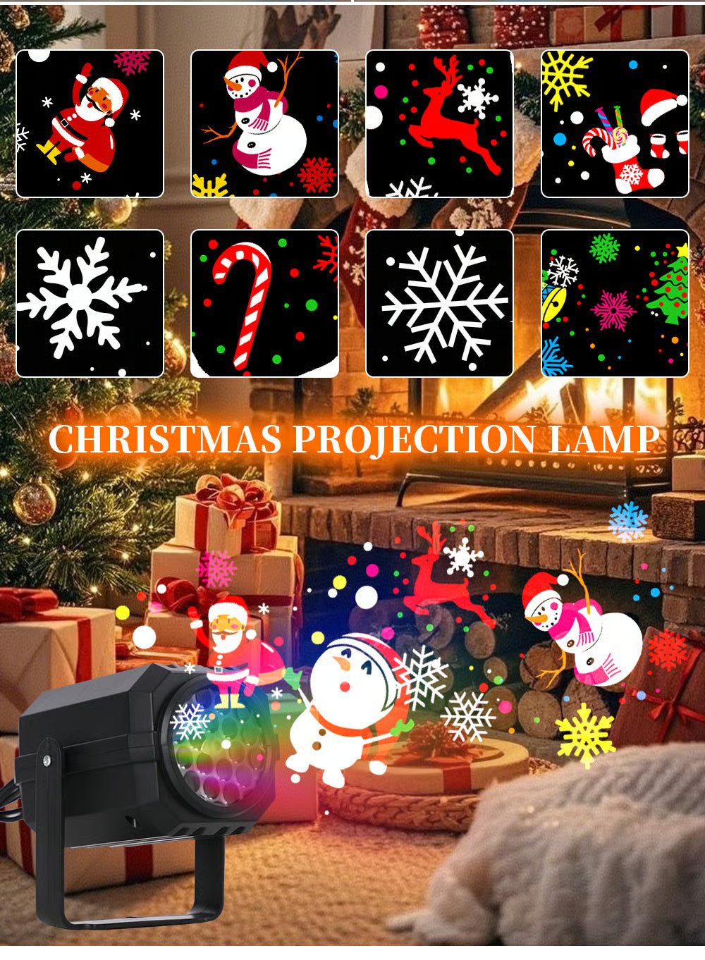 LED Christmas Projection Lamp – 16 Patterns