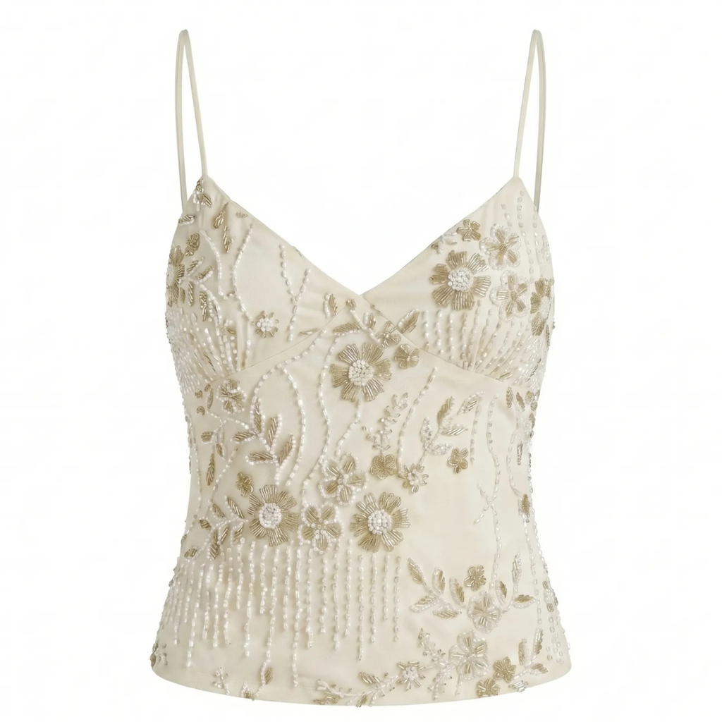Celrien | Women’s Embroidered Halter Cami Top Floral Elegant Look