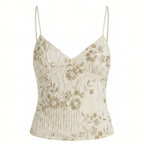 Celrien | Women’s Embroidered Halter Cami Top Floral Elegant Look