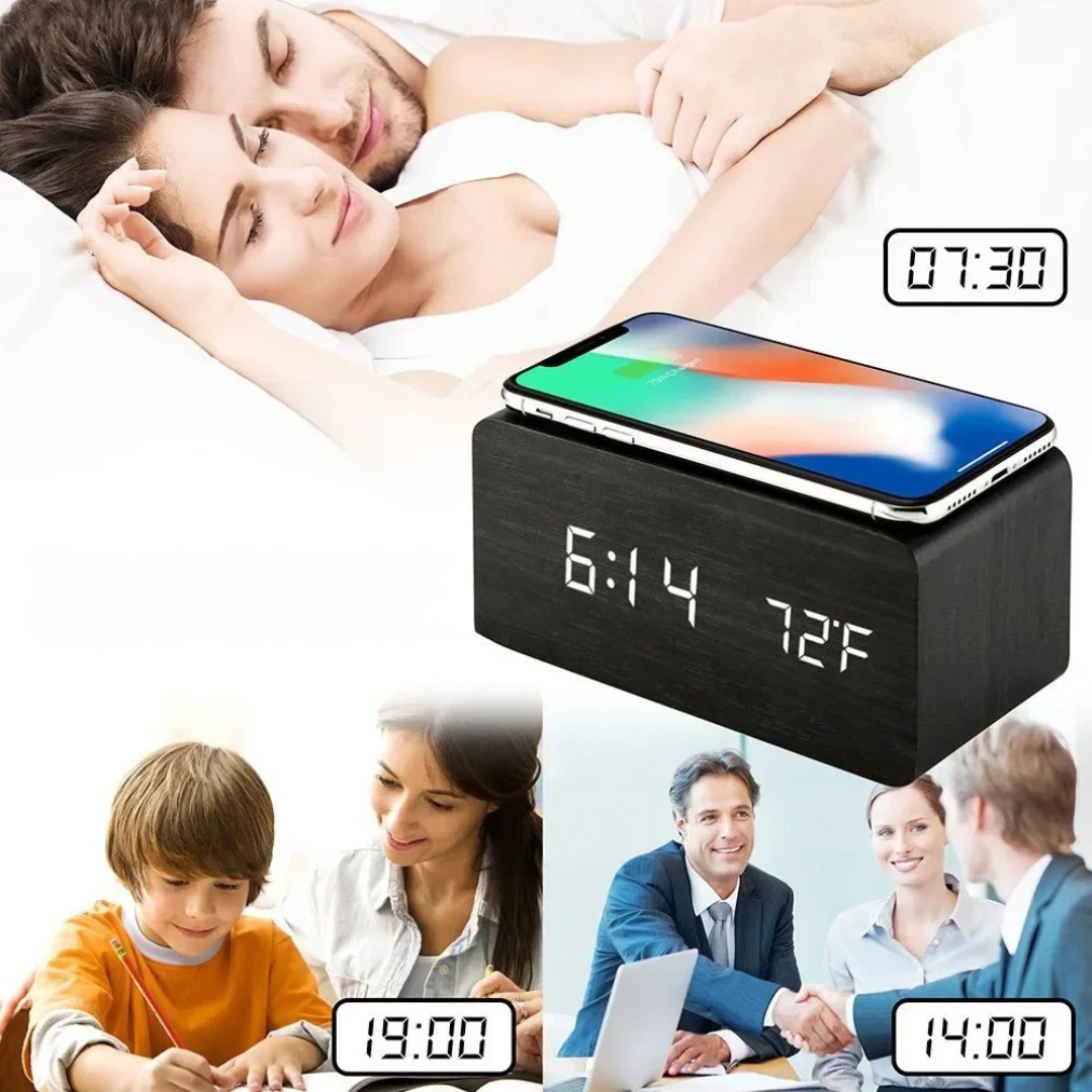 Celrien | Lumnora Digital LED Wooden Alarm Clock