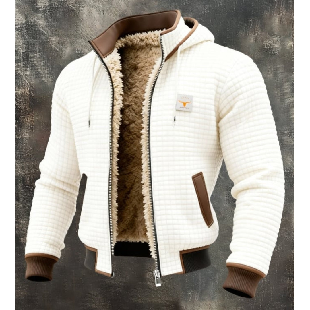 Men's Thermal Fleece Winter Jacket – Quilted Hooded Zip-Up Coat with Sherpa Lining and Wind-Resistant Finish
