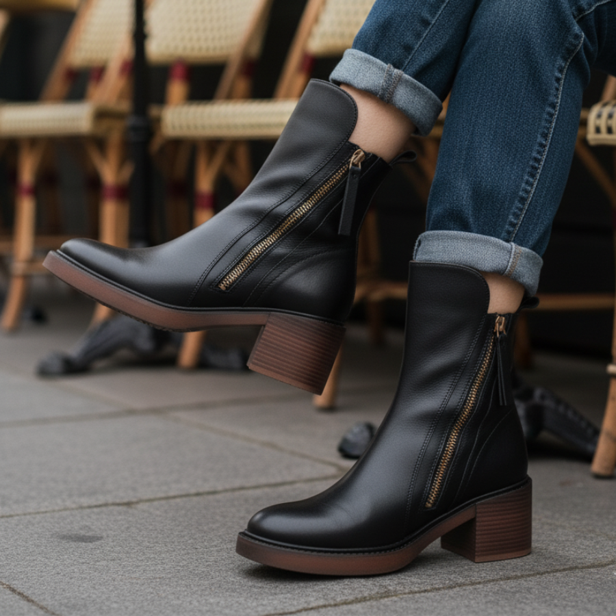 Pernelle | Leather Boots with Block Heel