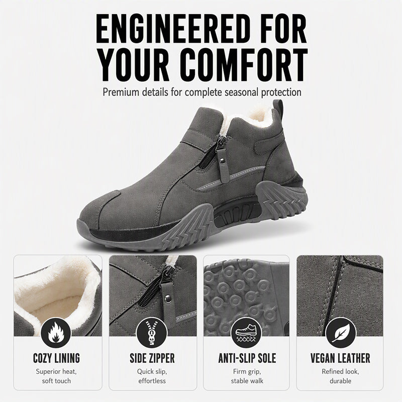Men's Fleece-Lined Leather High-Tops | Warm Side-Zip Winter Boots – Non-Slip Grip for Cold Weather