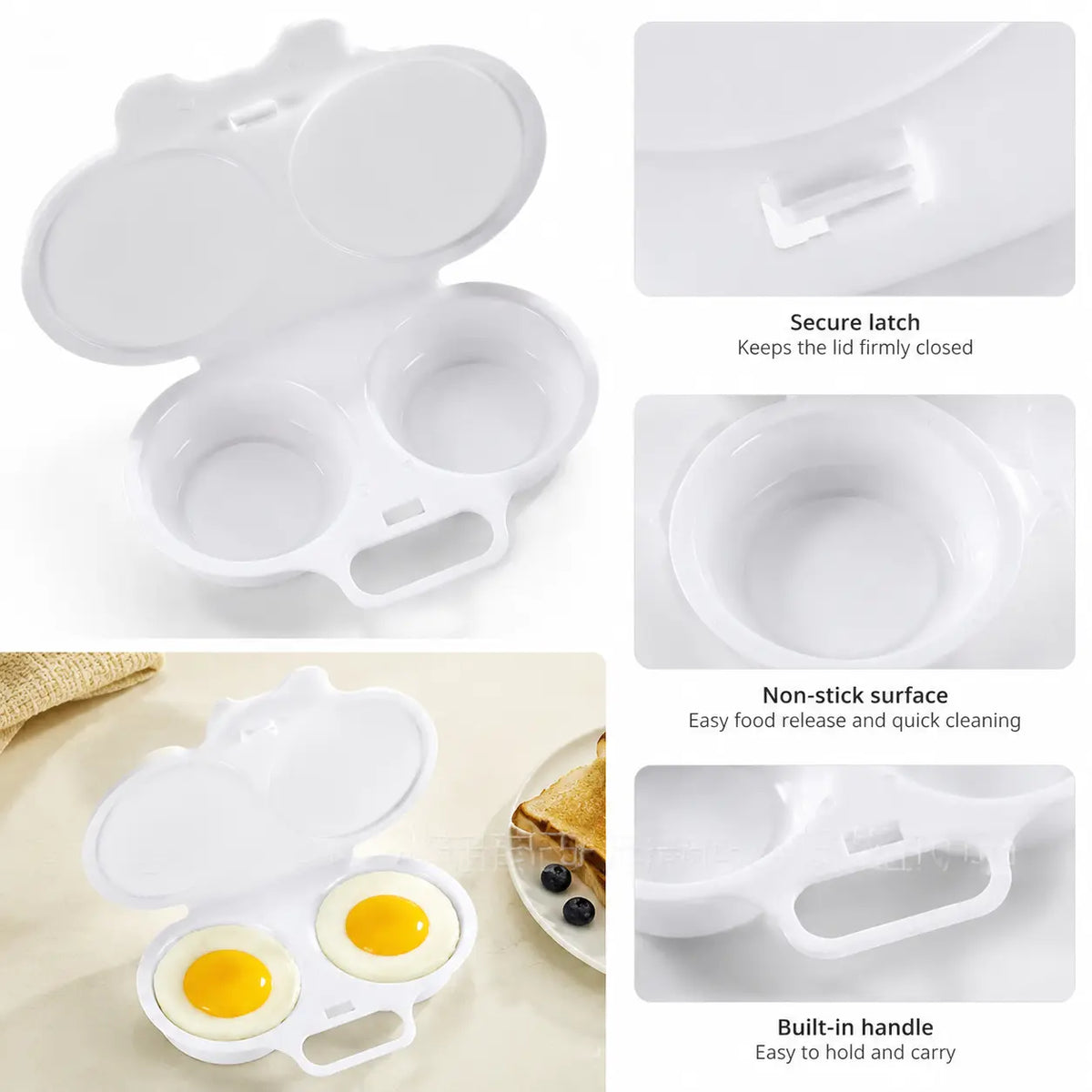 2-Pack Easy-To-Clean Microwave Omelette Maker, Multifunctional Egg Poacher