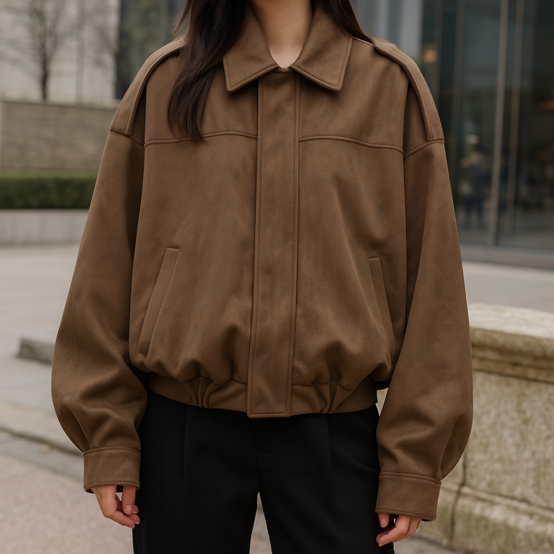 Celrien | VelvetAir Jacket Suede Women's Bomber Jacket with Zipper
