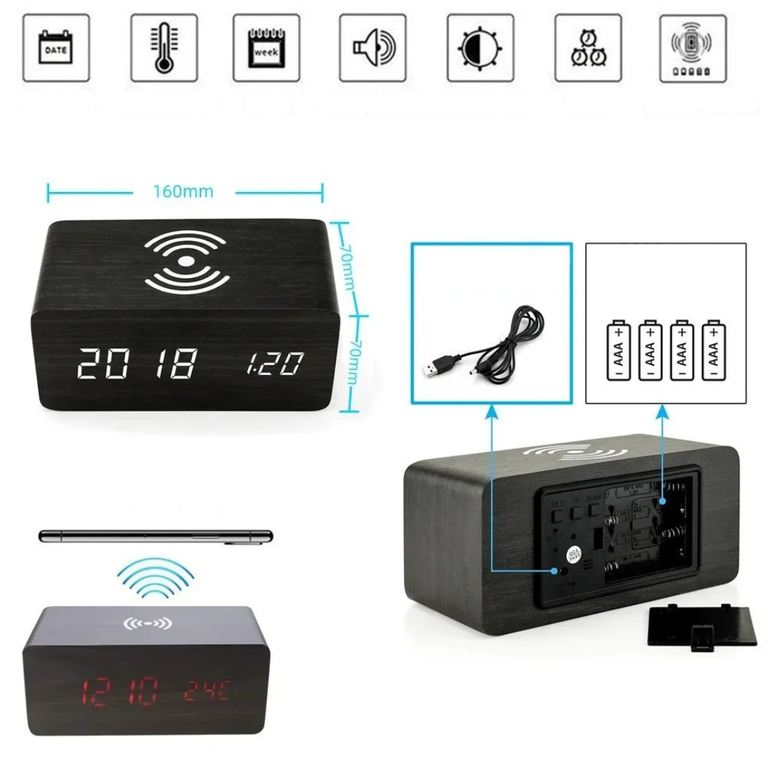 Celrien | Lumnora Digital LED Wooden Alarm Clock
