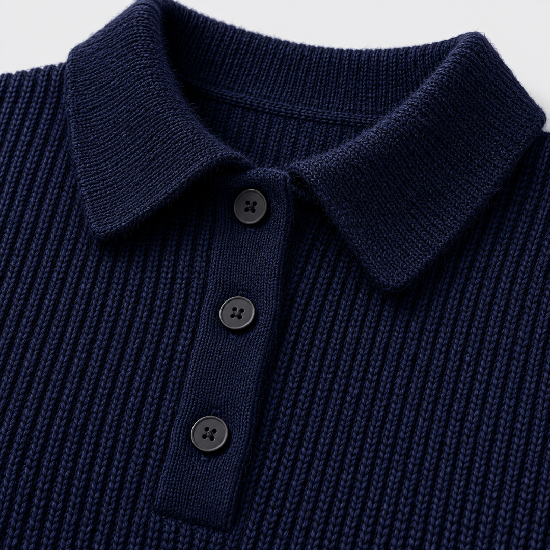 Celrien | Men’s Casual Ribbed Polo Sweater Soft Lightweight Knitwear