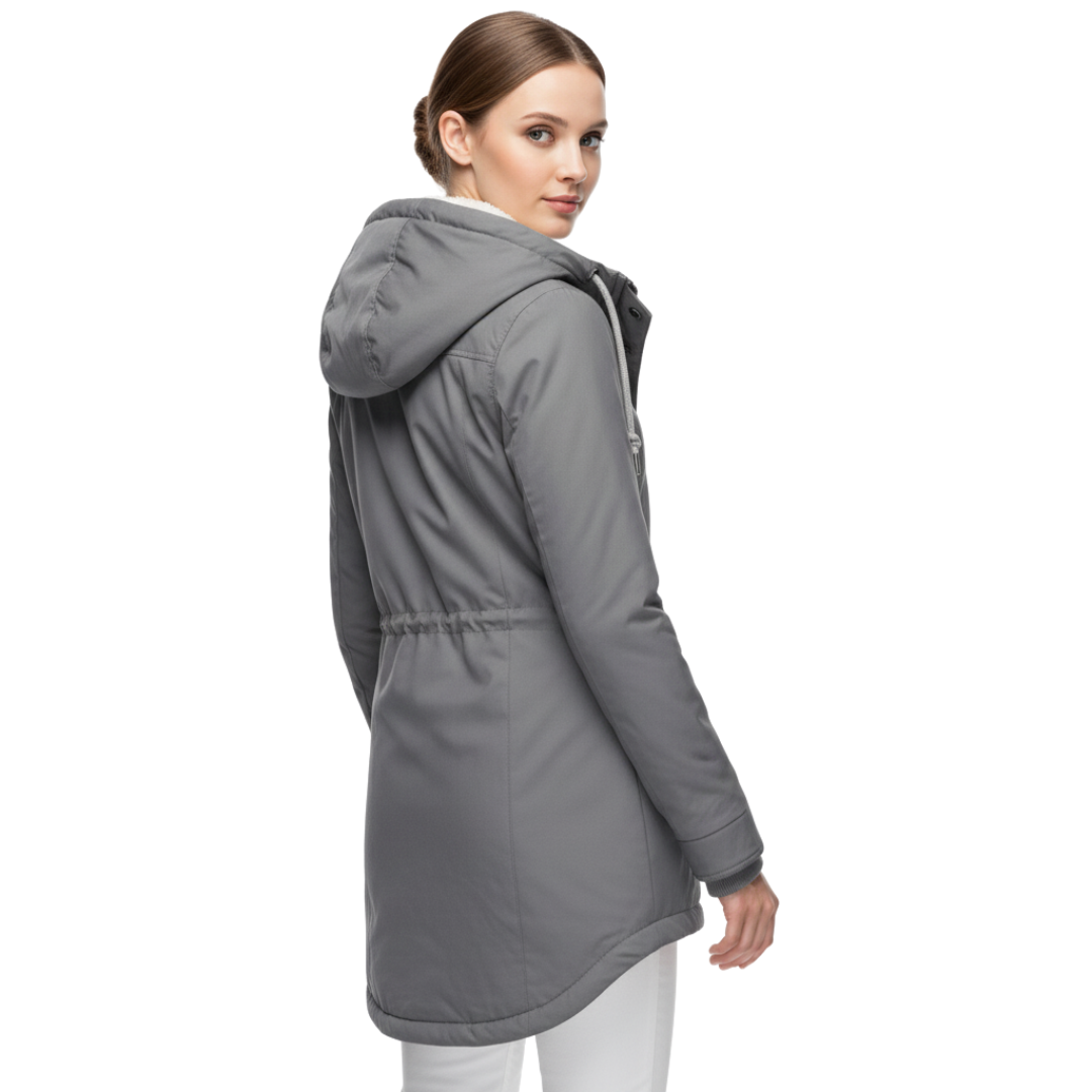 Women's jackets fleece-lined hooded design long cut winter coat