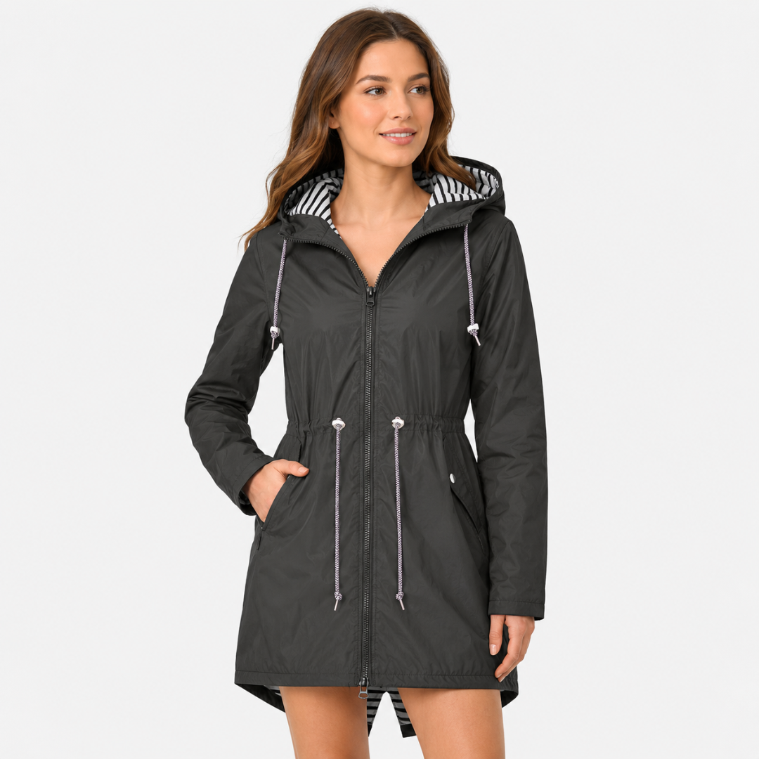 Celrien | Women's Long Waterproof Rain Coat with Hood – Lightweight Casual Coat