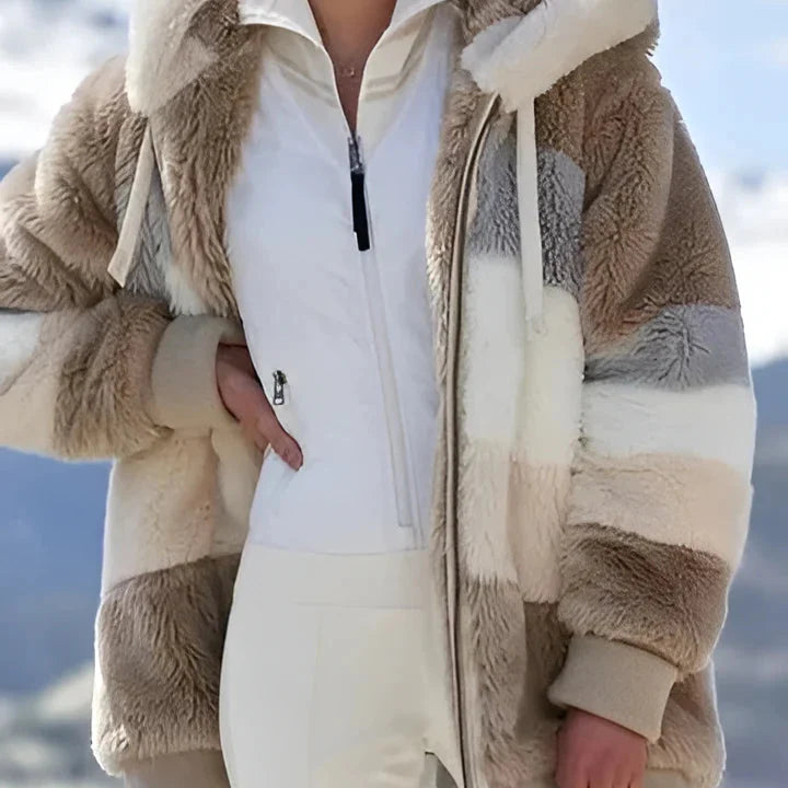 Women's Contrasting Lamb Wool Padded Coat