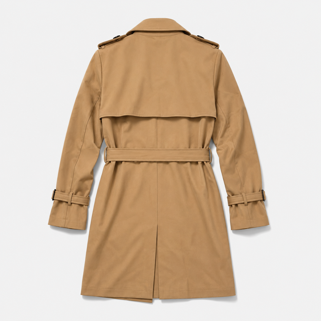 Celrien | Women's Long Double-Breasted Trench Coat with Belt