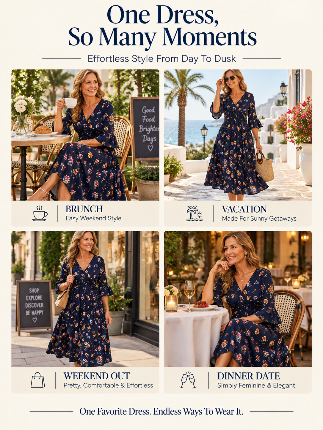 Wrap-Front Tie-Waist Midi Dress With Pockets