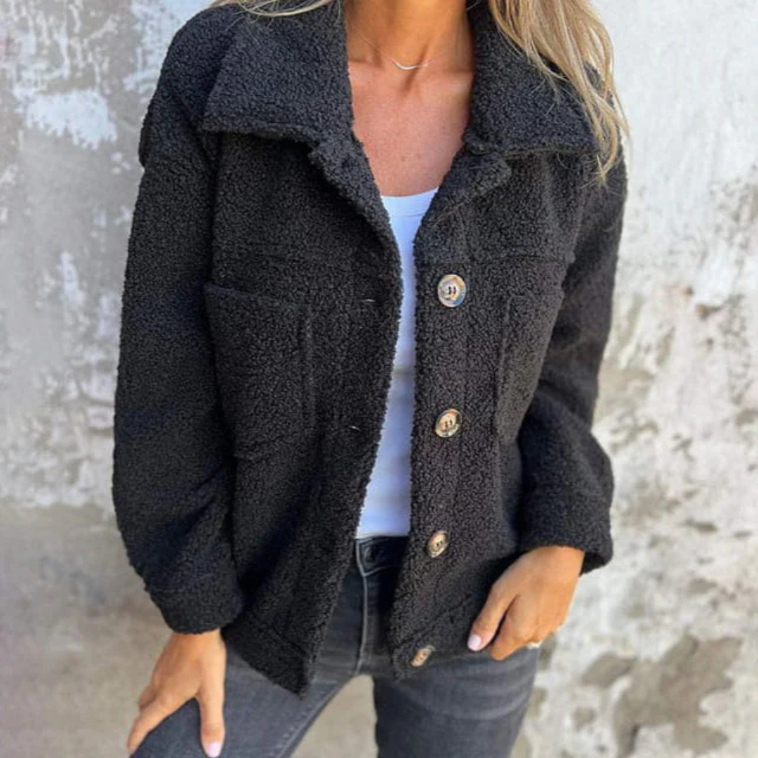 Celrien | CozySpring Short Teddy Jacket with Lapel Collar