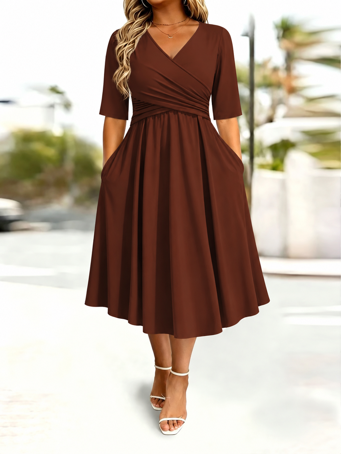 Waist-Cinching Dress With Heart Decoration