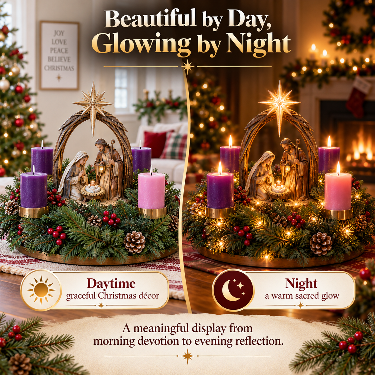 Lighted Nativity Advent Wreath – A Sacred 4-Week Christmas Tradition