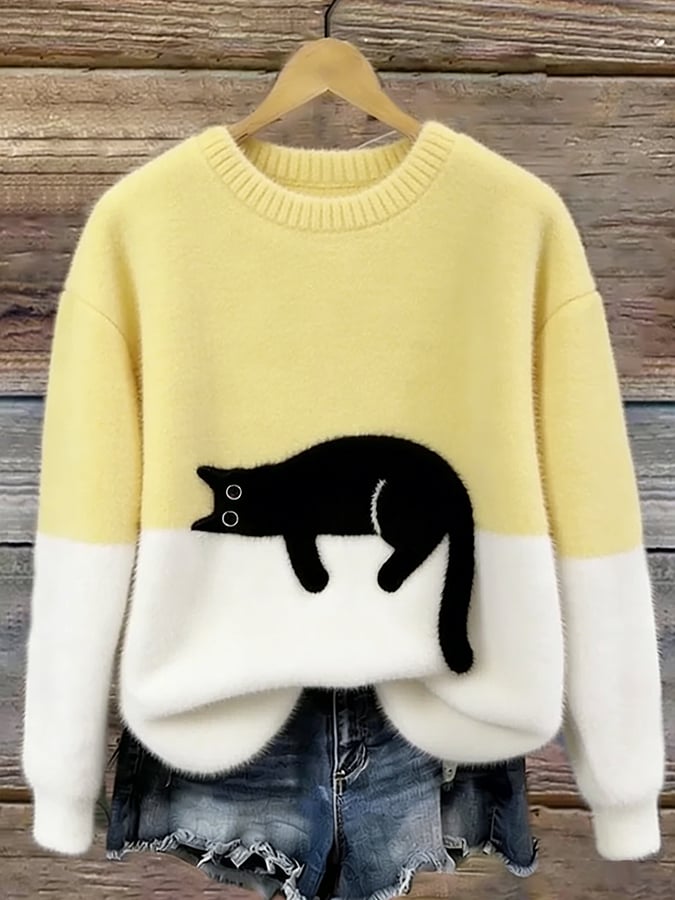 Black Cat Cosy Oversized Plush Sweatshirt