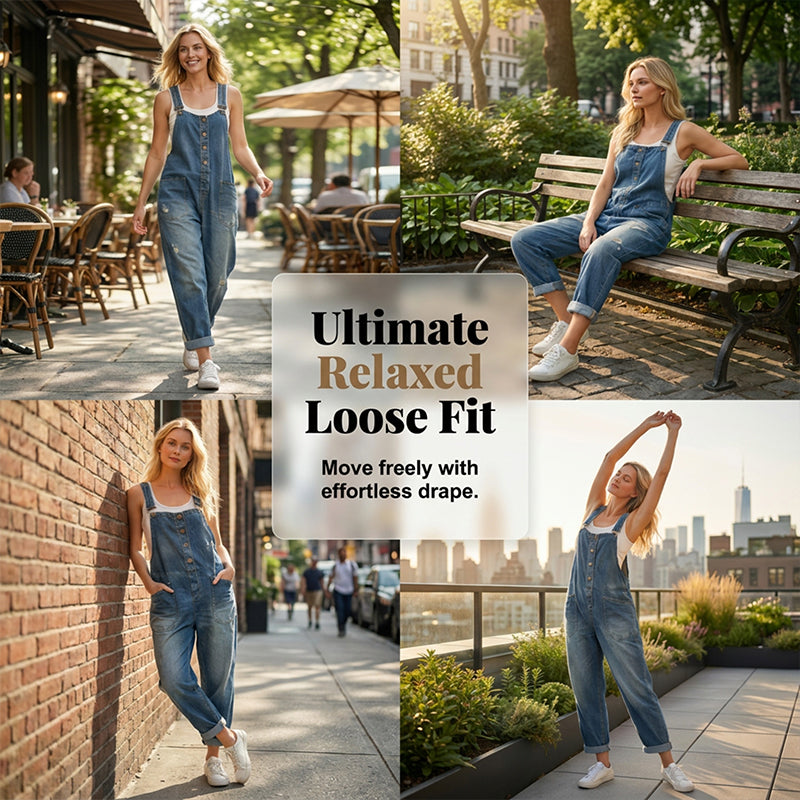 Women's Relaxed-Fit Denim Overalls with Deep Pockets