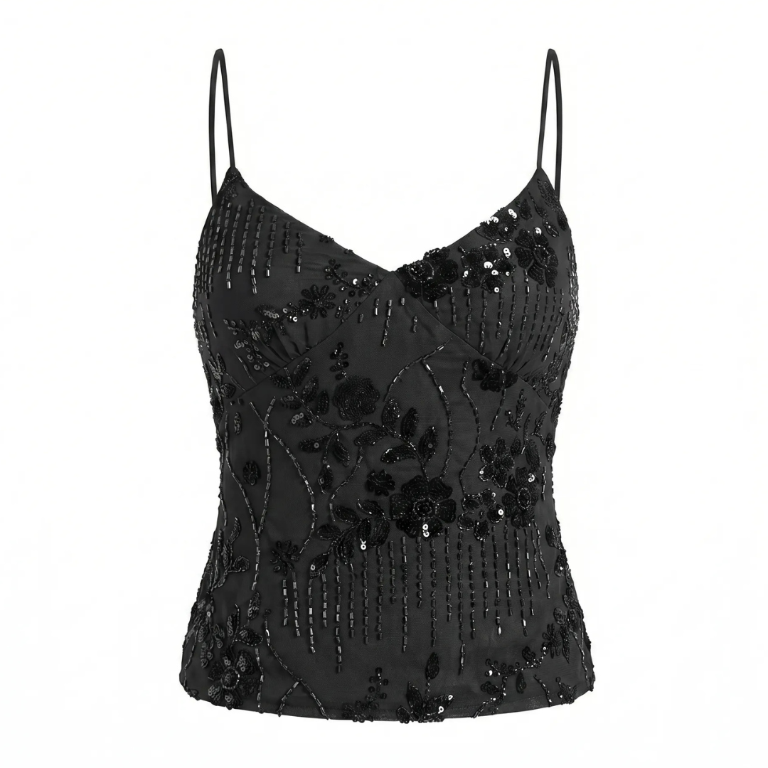 Celrien | Women’s Embroidered Halter Cami Top Floral Elegant Look