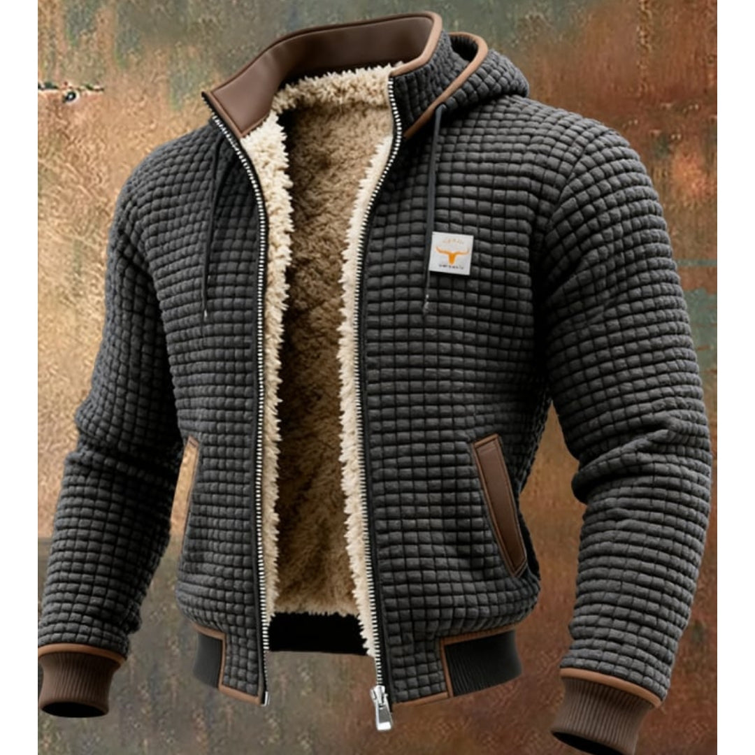 Men's Thermal Fleece Winter Jacket – Quilted Hooded Zip-Up Coat with Sherpa Lining and Wind-Resistant Finish