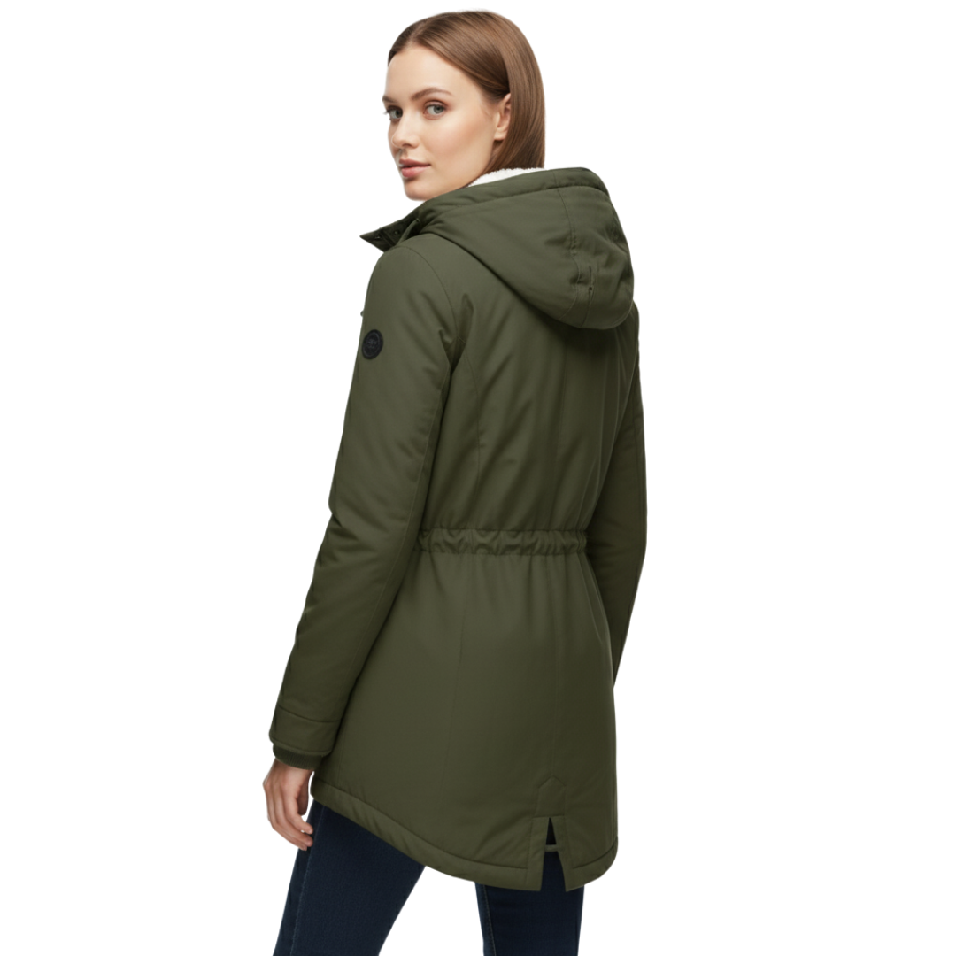 Women's jackets fleece-lined hooded design long cut winter coat