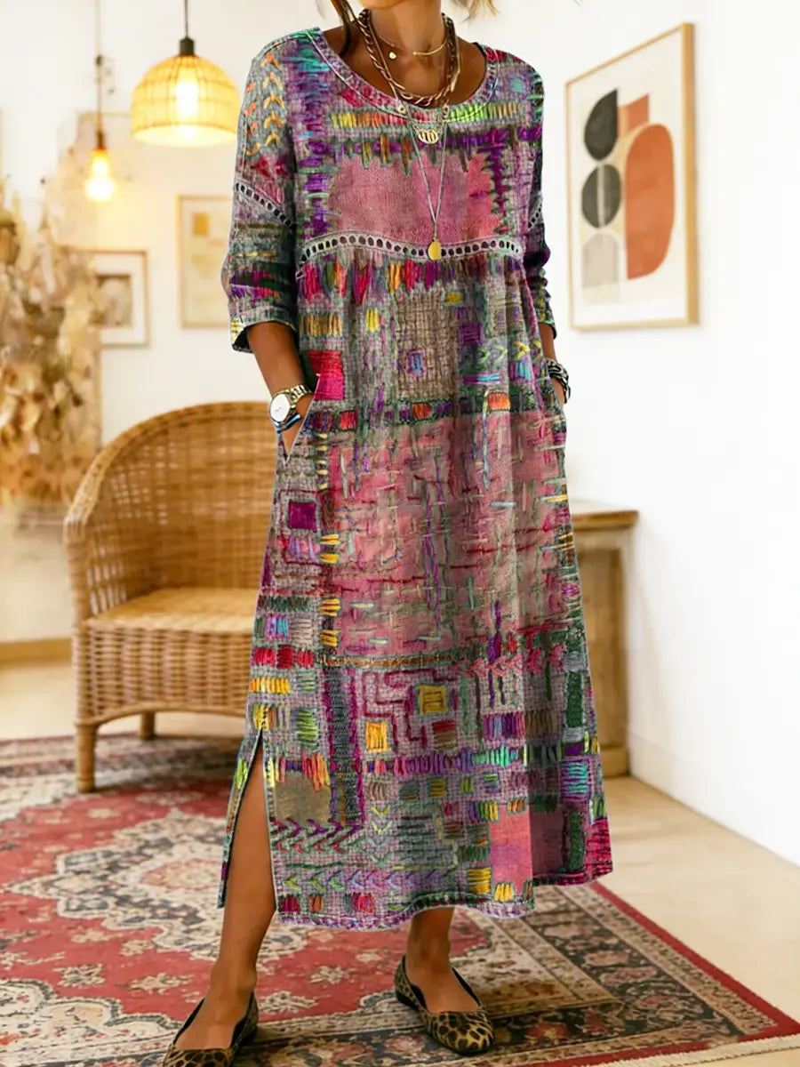 Dress with Ethnic Patchwork