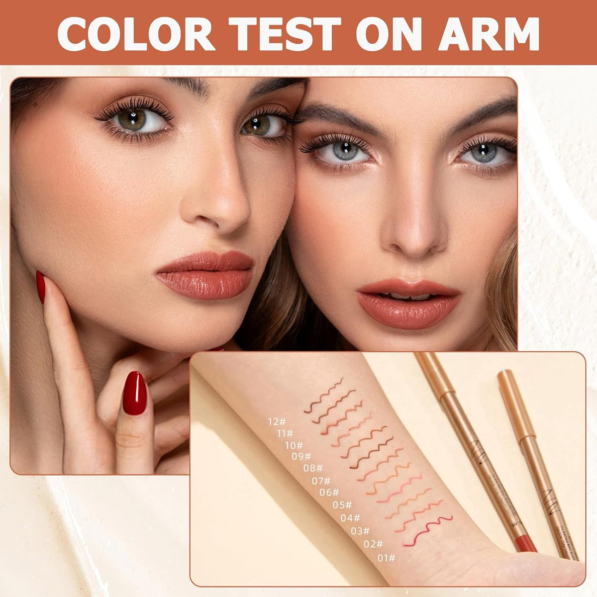 12 Pcs Matte Lip Liner Set with Sharpener, Blendable Lip Pencil