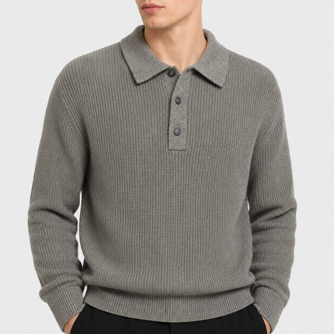 Celrien | Men’s Casual Ribbed Polo Sweater Soft Lightweight Knitwear