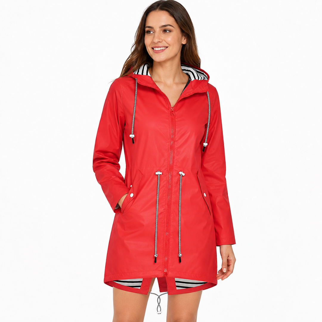 Celrien | Women's Long Waterproof Rain Coat with Hood – Lightweight Casual Coat