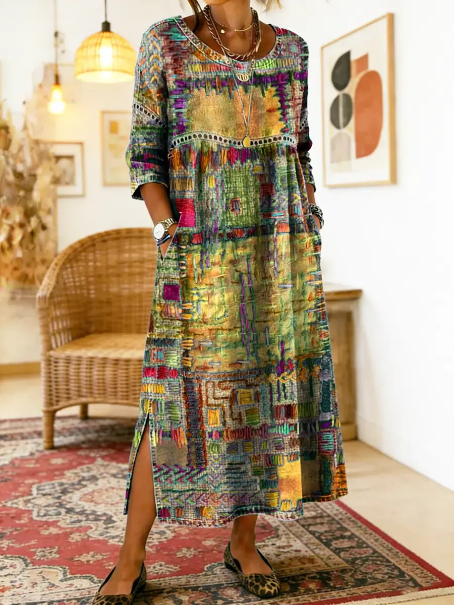 Dress with Ethnic Patchwork