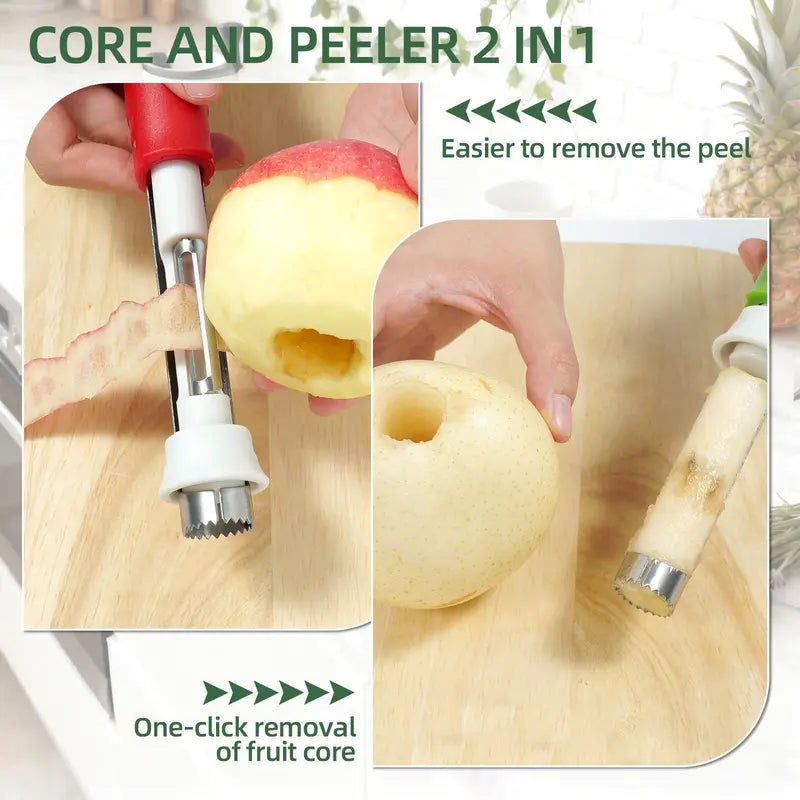 2 in 1 Apple Corer and Peeler, Apple Core Removal Tool, Stainless Steel Fruit Corer