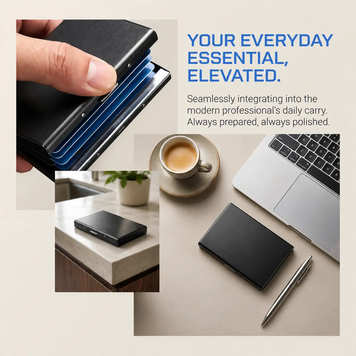 RFID Blocking Metal Card Holder, Ultra Slim Stainless Steel Business Credit Card Case